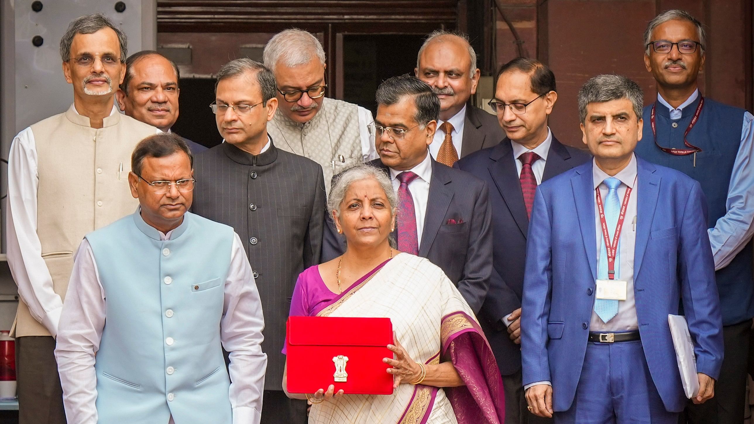 <div class="paragraphs"><p>Finance Minister Nirmala Sitharaman with her team.</p></div>